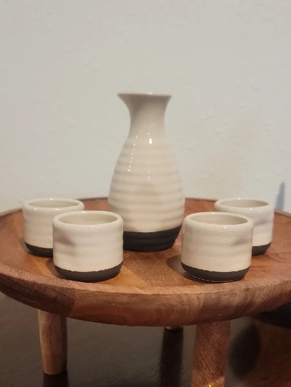 Ceramic Sake Set - Cream and Black